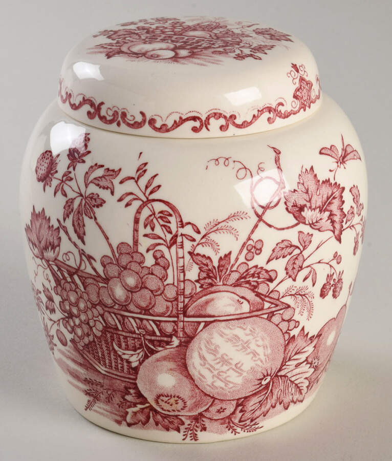 Fruit Basket Red Small Ginger Jar & Lid by Mason's-1