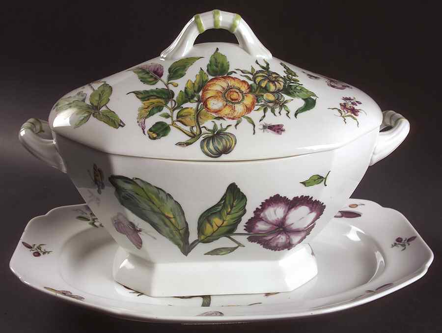 The Exotic Plant Tureen & Lid w/Underplate by Mottahedeh-1