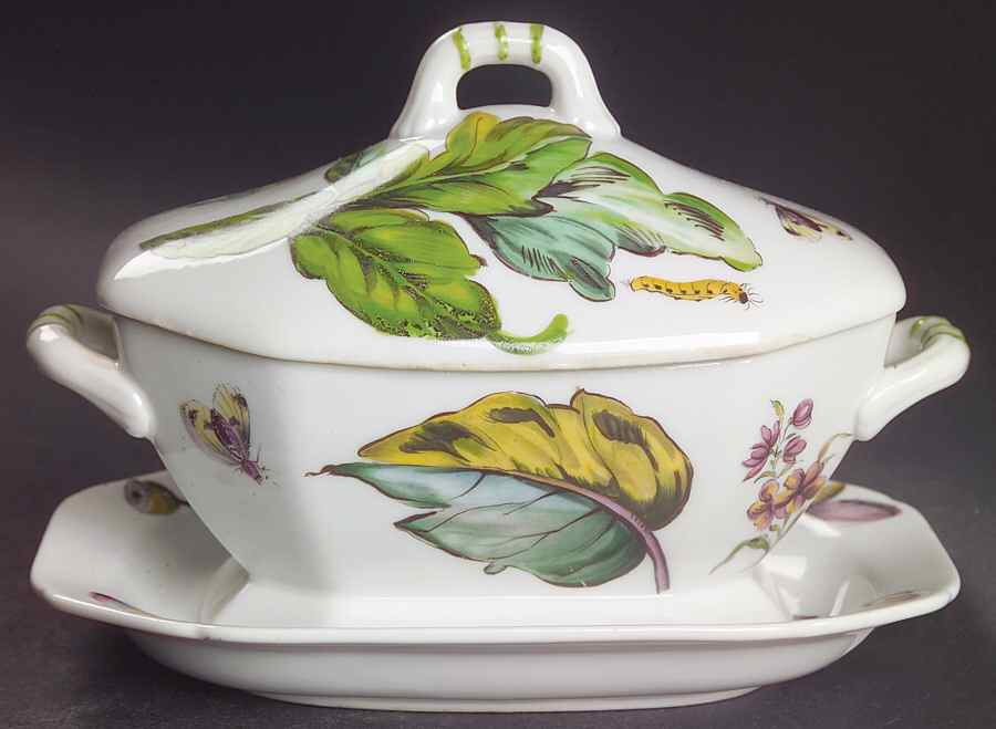 The Exotic Plant Sauce Boat & Lid with Underplate by Mottahedeh-1