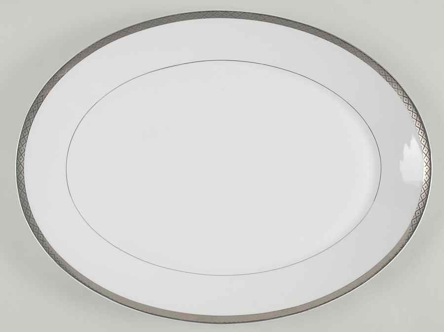 Silver Scroll 16" Oval Serving Platter by Mikasa-1