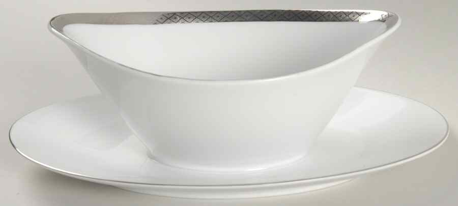 Silver Scroll Gravy Boat with Attached Underplate by Mikasa-1