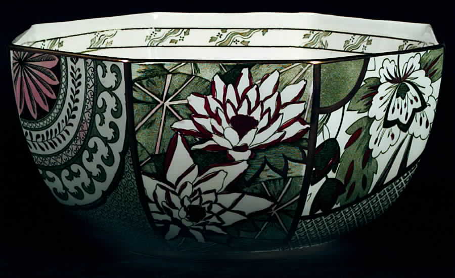 Applique Green 8" Octagonal Vegetable Bowl by Mason's-1