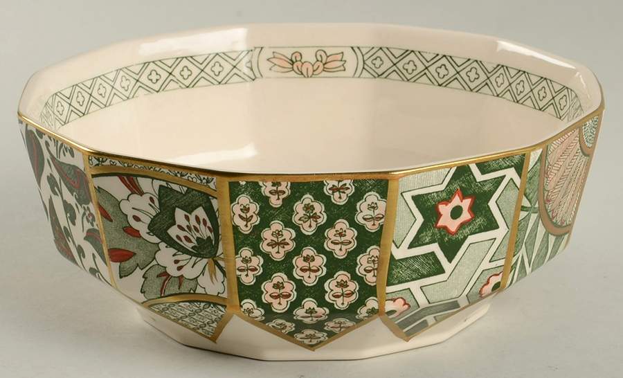 Applique Green 7" Octagonal Vegetable Bowl by Mason's-1