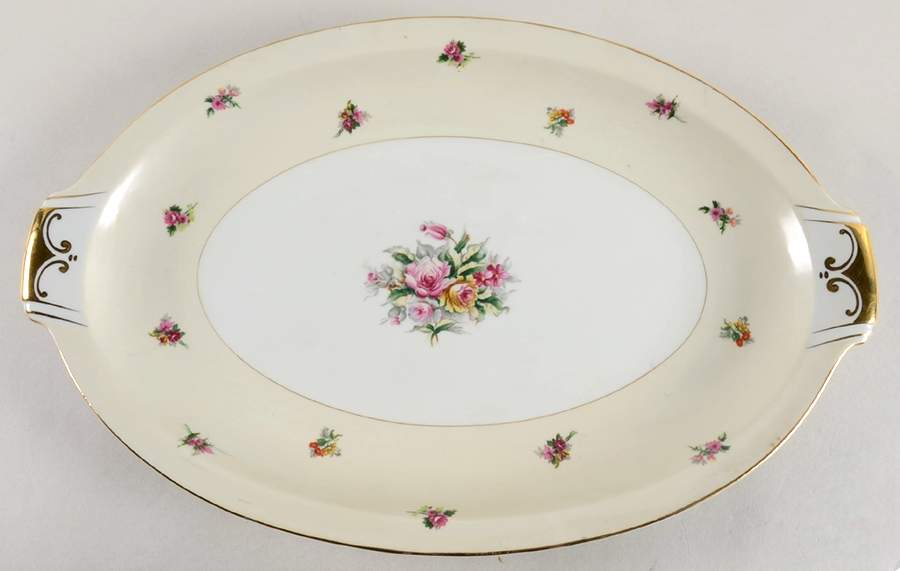 Garden Rose 17" Oval Serving Platter by Meito-1