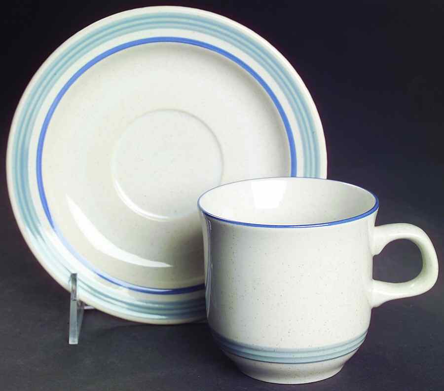 Blue Whisper Flat Cup & Saucer Set by Mount Clemens-1
