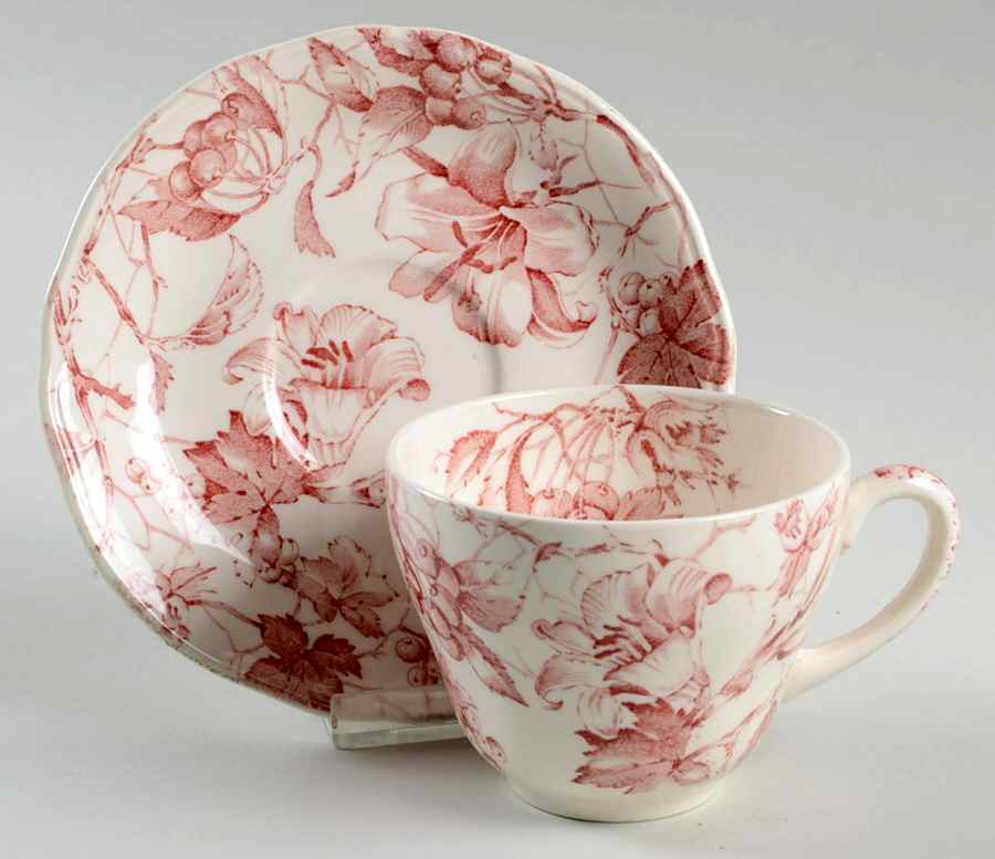 Bourbon Lily Flat Cup & Saucer Set by Alfred Meakin-1