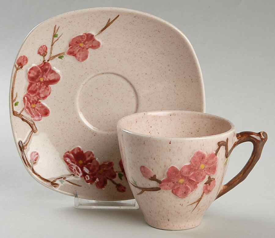 Peachtree Flat Cup & Saucer Set by Montgomery Ward-1
