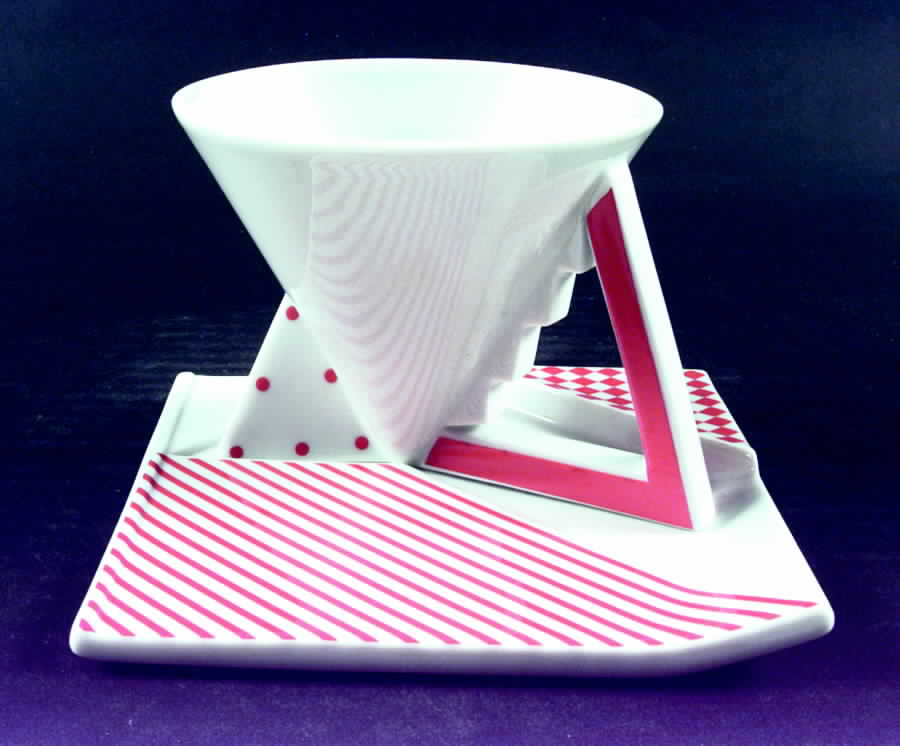 Red Graphics Flat Cup & Saucer Set by Mikasa-1