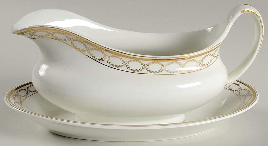 The Golden Chain Gravy Boat & Underplate by Alfred Meakin-1