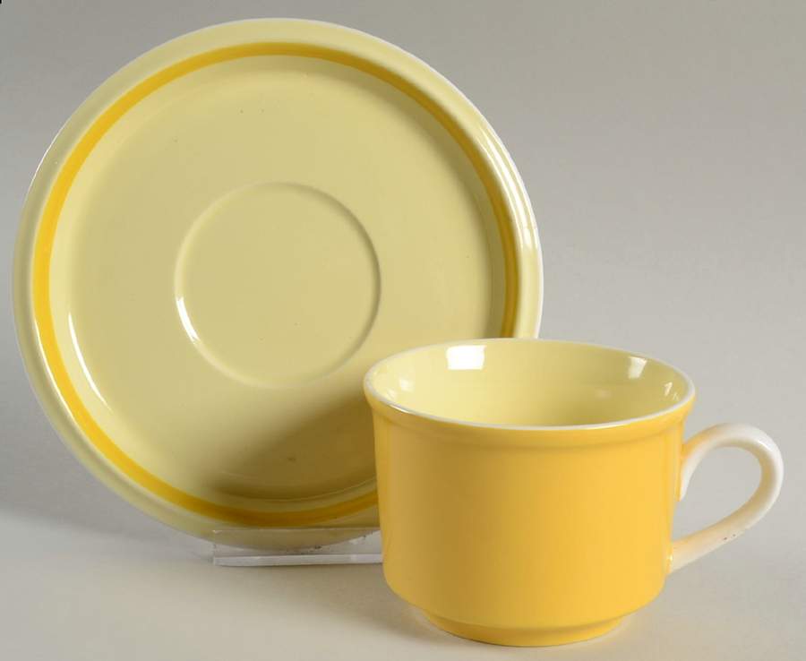 Country Store Yellow Flat Cup & Saucer Set by Mikasa-1