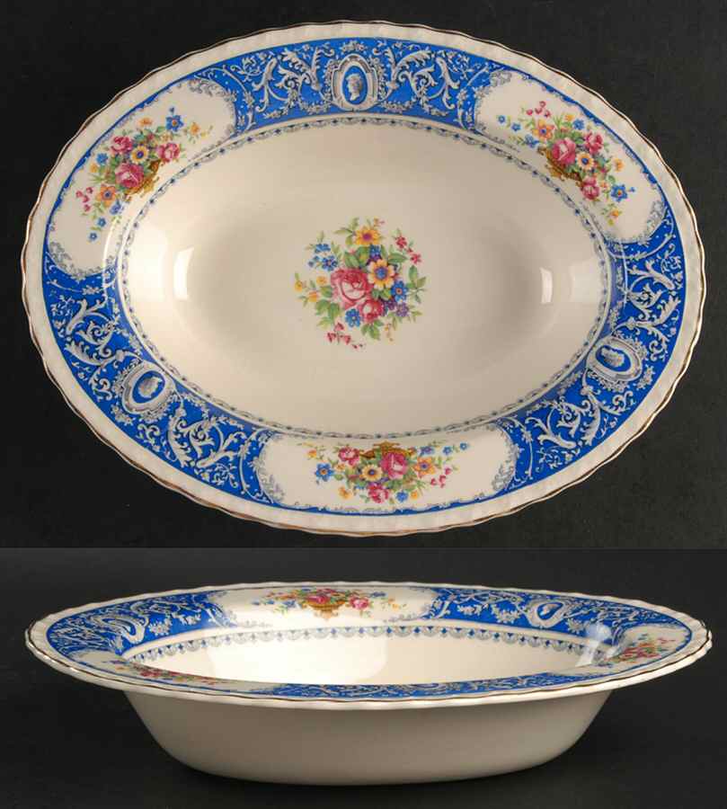 Kensington Blue 10" Oval Vegetable Bowl by Myott Staffordshire-1