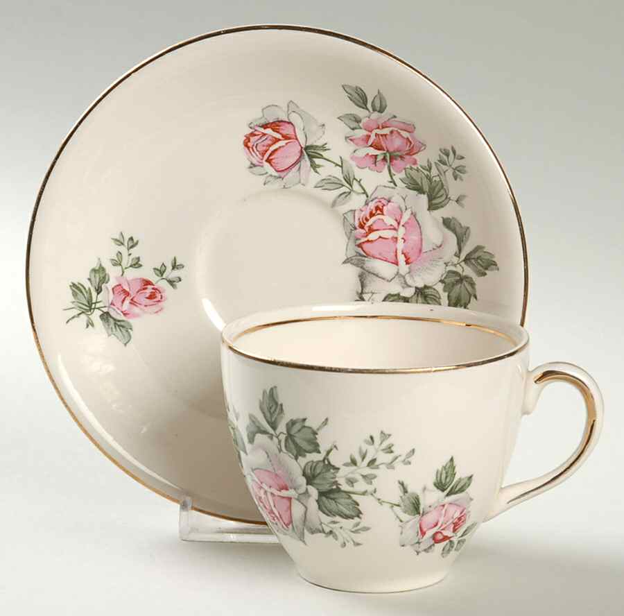 Spring Rose Flat Cup & Saucer Set by Alfred Meakin-1