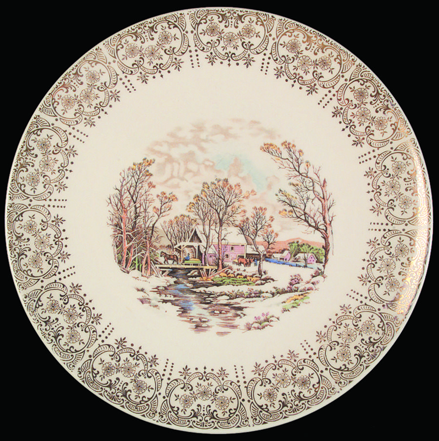 Currier & Ives (Coupe, Smooth) Dinner Plate by Mount Clemens-1