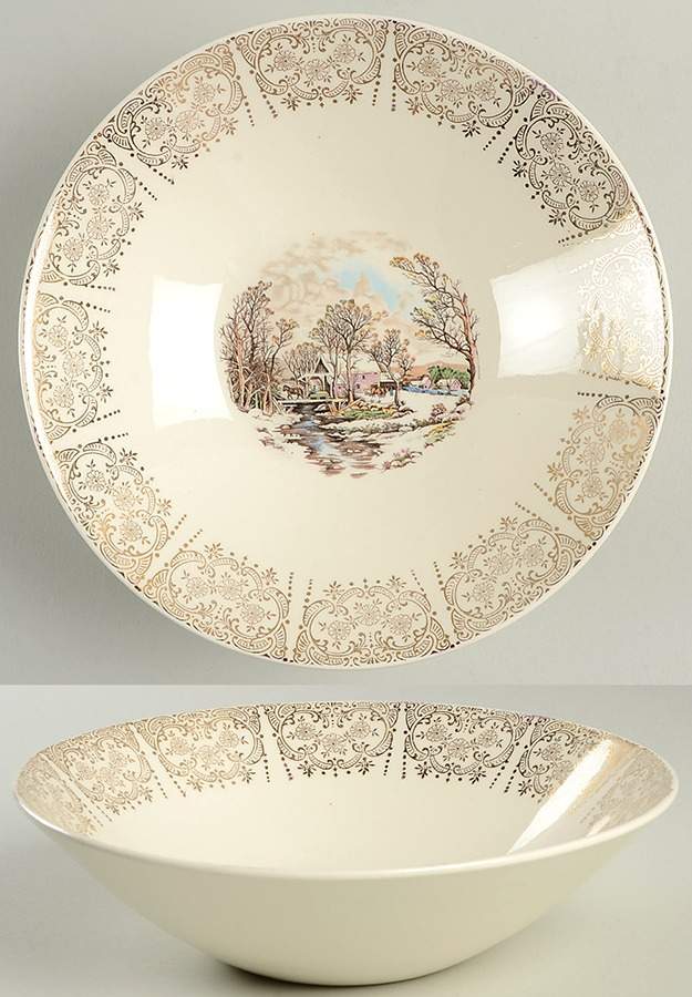 Currier & Ives (Coupe, Smooth) 8" Round Vegetable Bowl by Mount Clemens-1