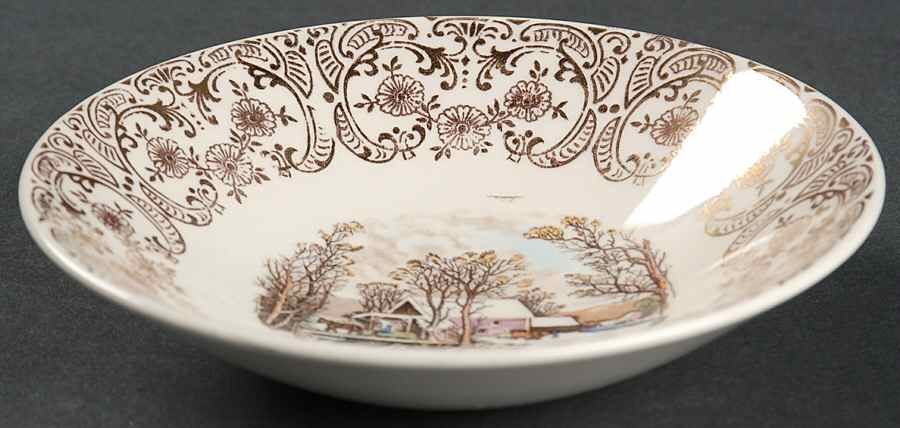 Currier & Ives (Coupe, Smooth) Fruit/Dessert (Sauce) Bowl by Mount Clemens-1