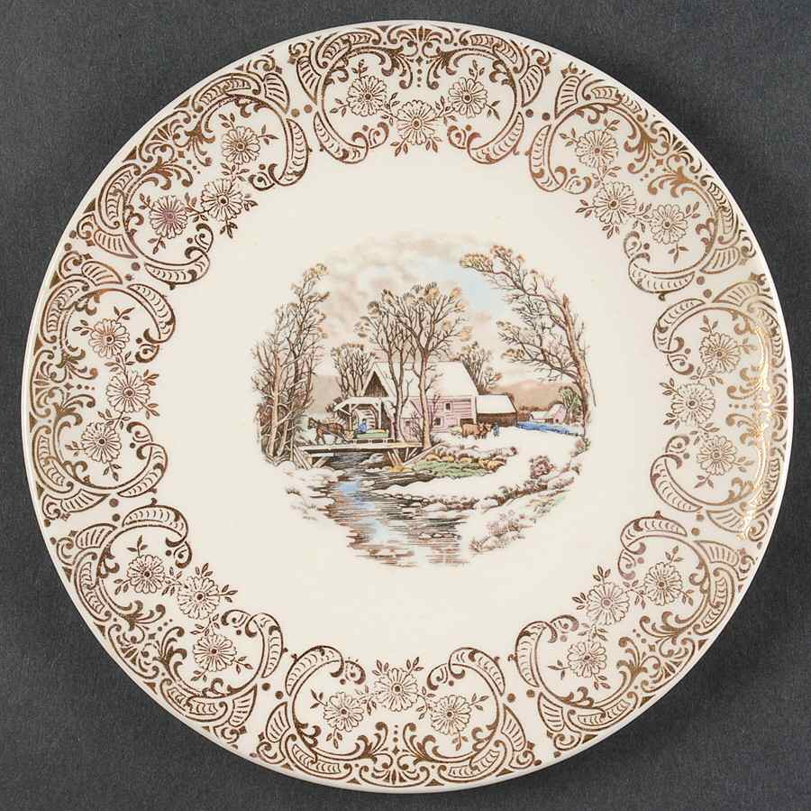 Currier & Ives (Coupe, Smooth) Bread & Butter Plate by Mount Clemens-1