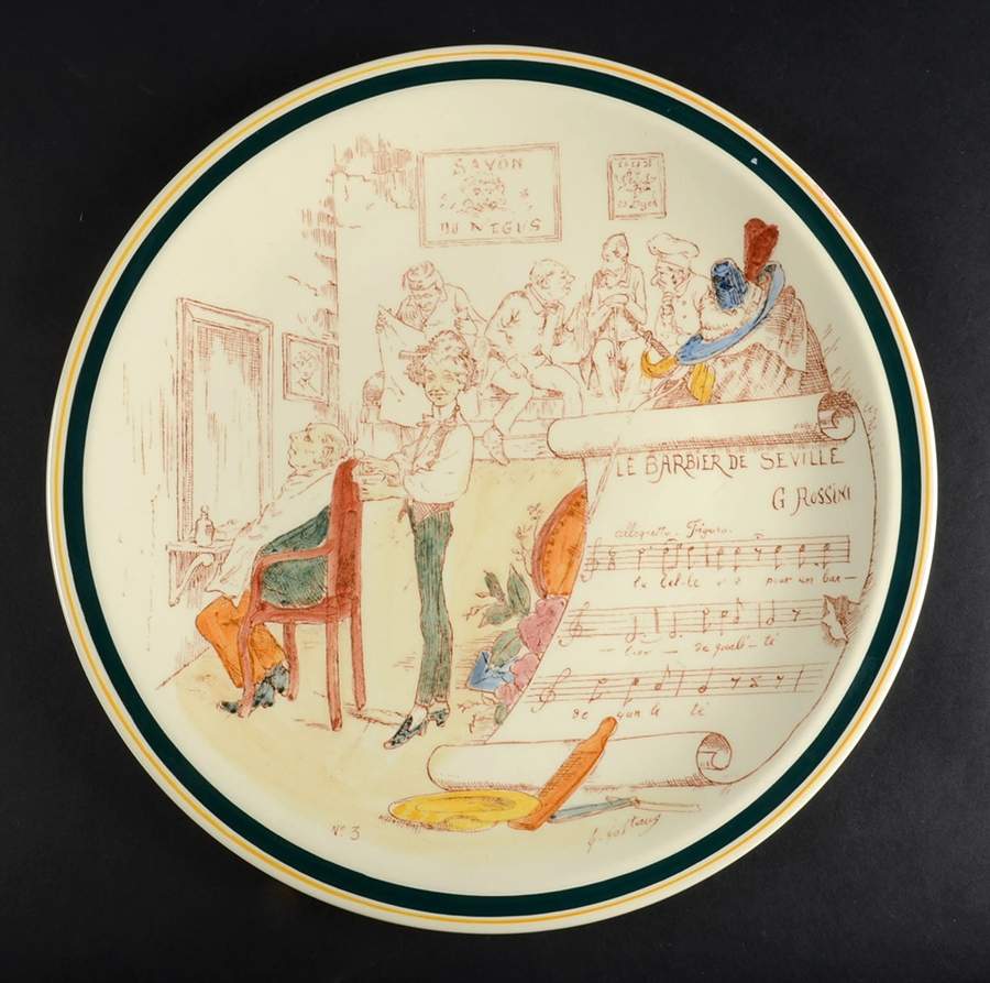 French Opera Reproductions Brown Multicolor 14" Chop Plate (Round Platter) by Metlox - Poppytrail - Vernon-1
