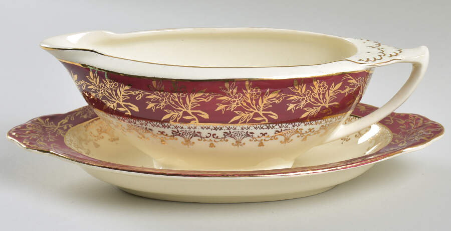 Golden Court Gravy Boat & Underplate by J & G Meakin-1