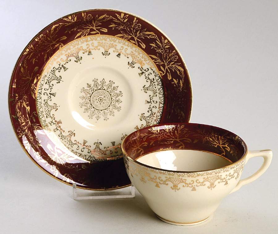 Golden Court Flat Cup & Saucer Set by J & G Meakin-1