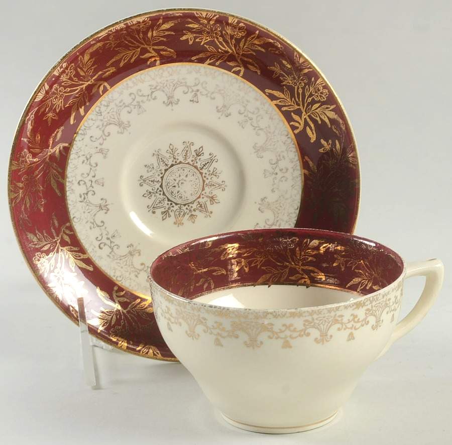 Golden Court Flat Cup & Saucer Set by J & G Meakin-1
