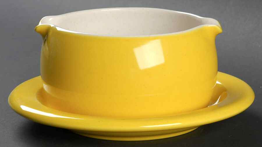 Sunshine Yellow Gravy Boat & Underplate by Mikasa-1
