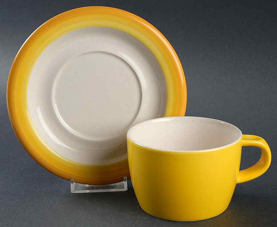 Sunshine Yellow Flat Cup & Saucer Set by Mikasa-1