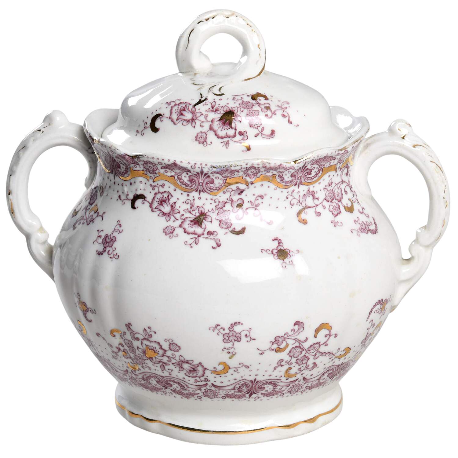 Alhambra (Pink) Sugar Bowl & Lid by John Maddock & Sons-1