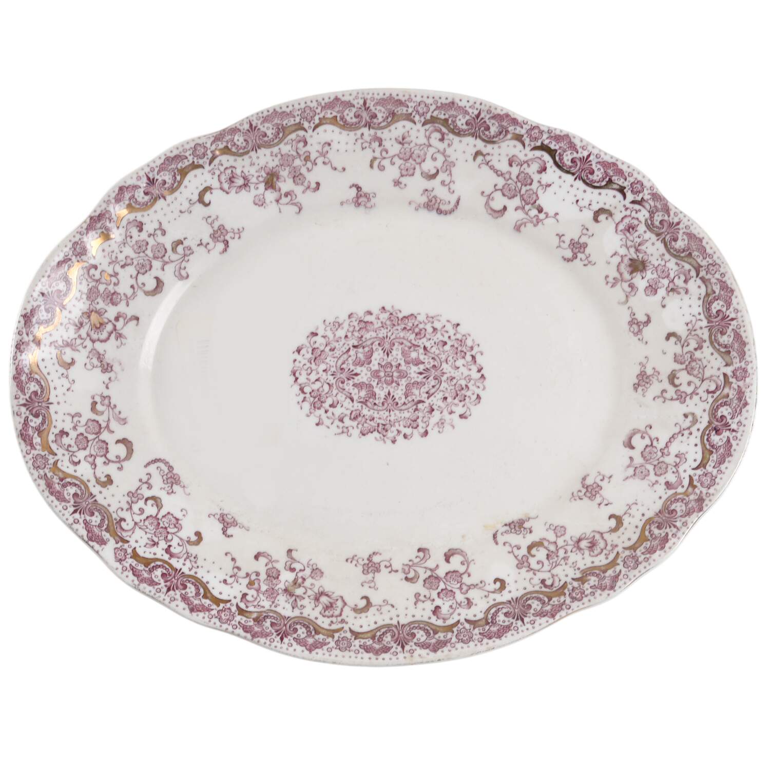 Alhambra (Pink) 10" Oval Serving Platter by John Maddock & Sons-1