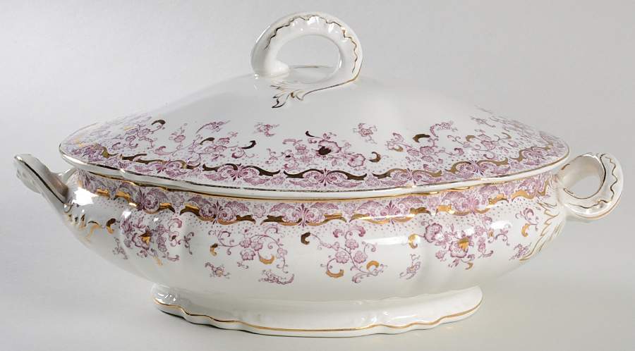 Alhambra (Pink) Oval Covered Vegetable by John Maddock & Sons-1