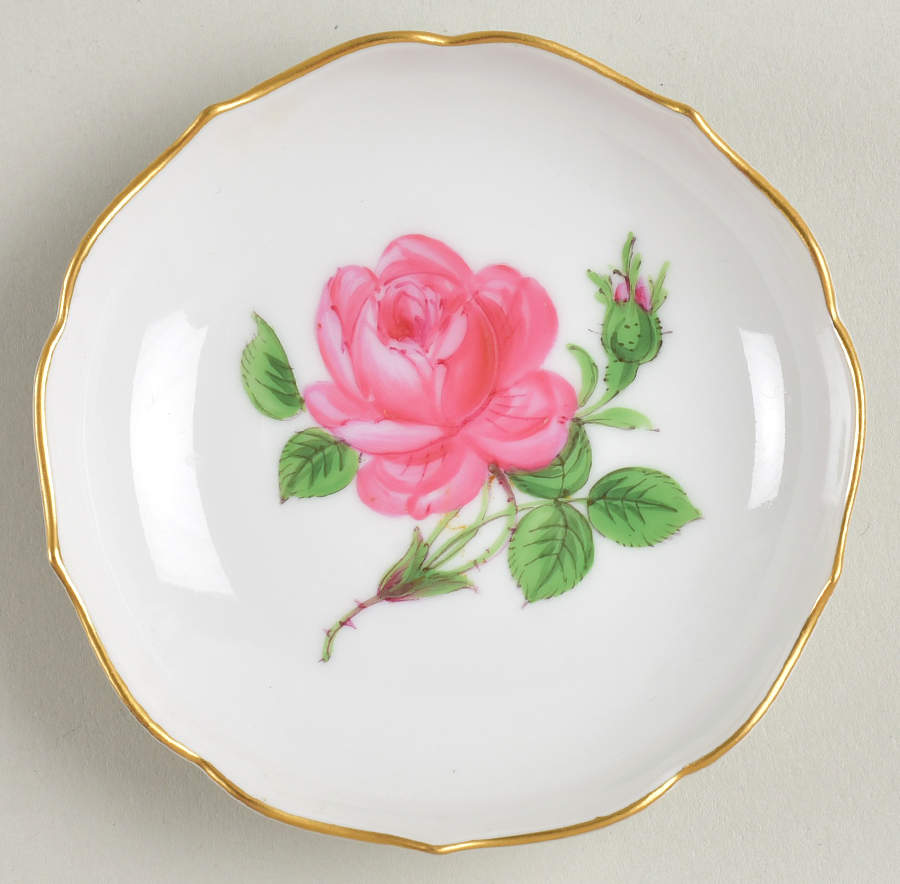 Rose Pink (Oval Backstamp) Butter Pat by Meissen (Germany)-1