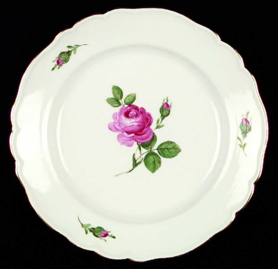 Rose Pink (Oval Backstamp) Dinner Plate by Meissen (Germany)-1