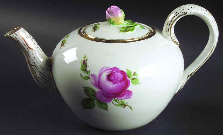 Rose Pink (Oval Backstamp) Teapot & Lid by Meissen (Germany)-1