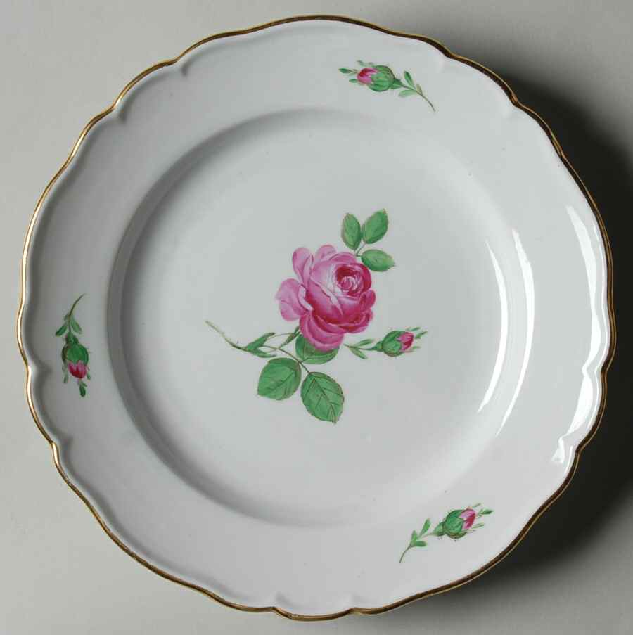 Rose Pink (Oval Backstamp) Luncheon Plate by Meissen (Germany)-1