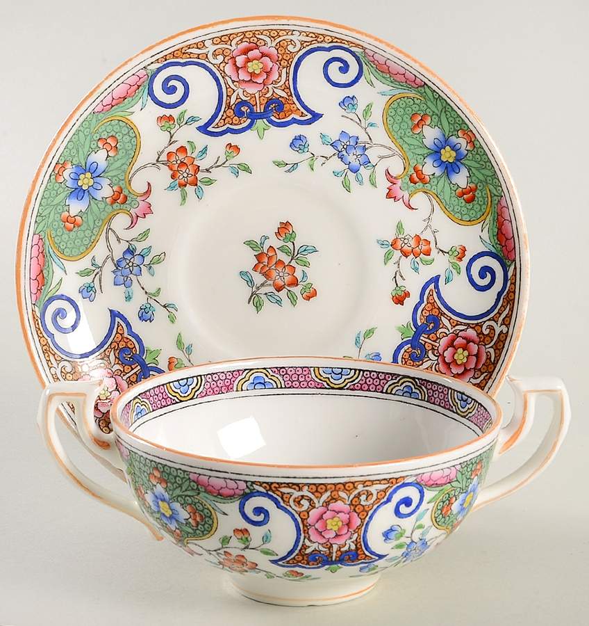 B157 Flat Cream Soup Bowl & Saucer Set by Minton-1