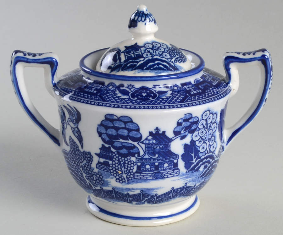 Blue Willow Sugar Bowl & Lid by Moriyama-1