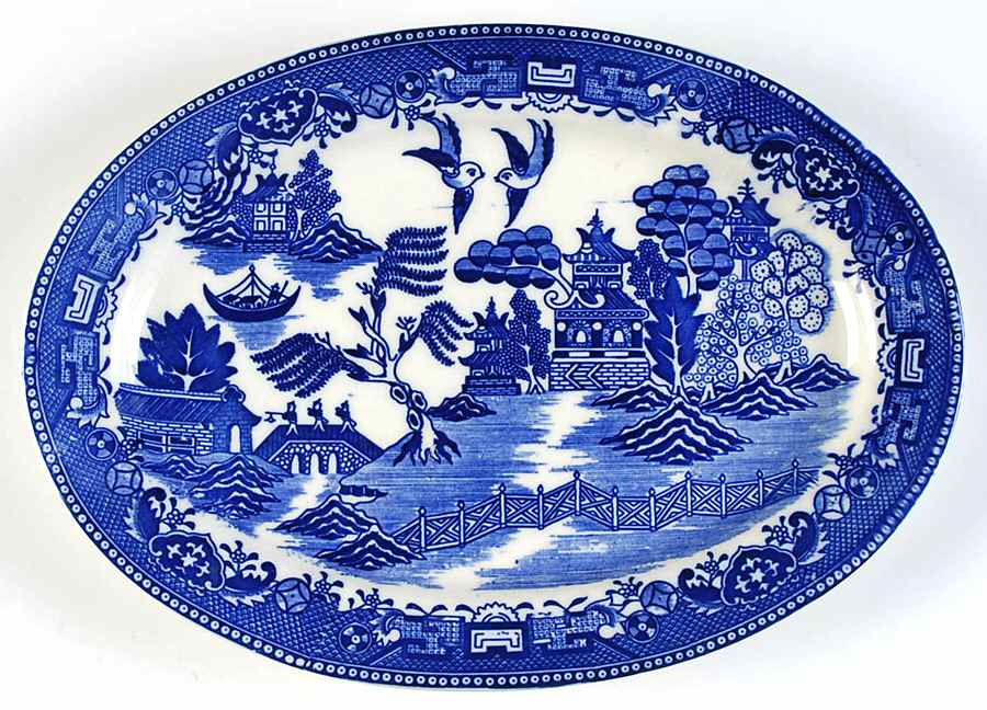 Blue Willow 12" Oval Serving Platter by Moriyama-1