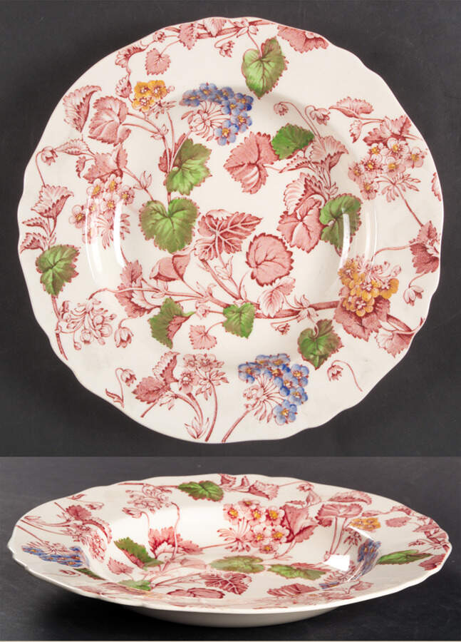 Florette Pink Multicolor Large Rim Soup Bowl by Alfred Meakin-1