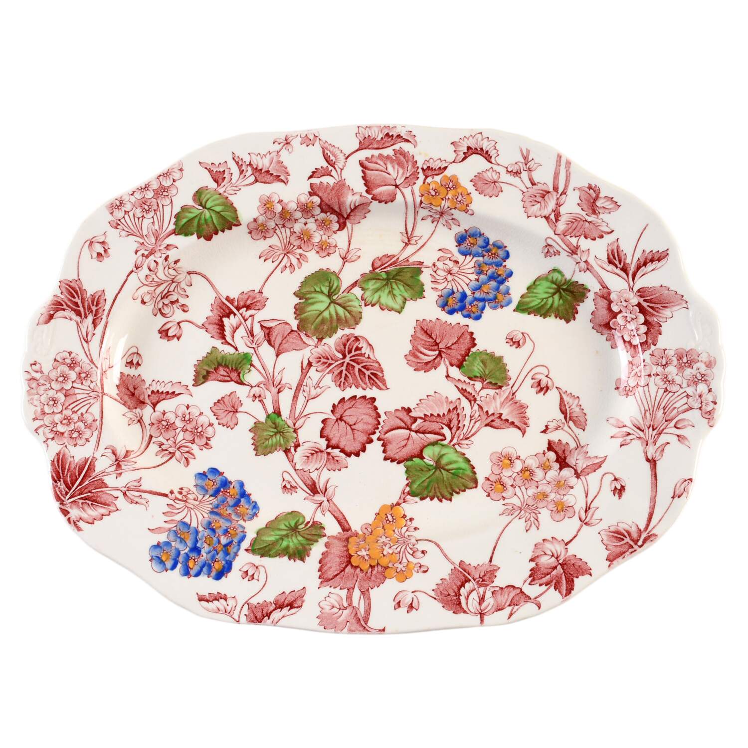 Florette Pink Multicolor 12" Oval Serving Platter by Alfred Meakin-1