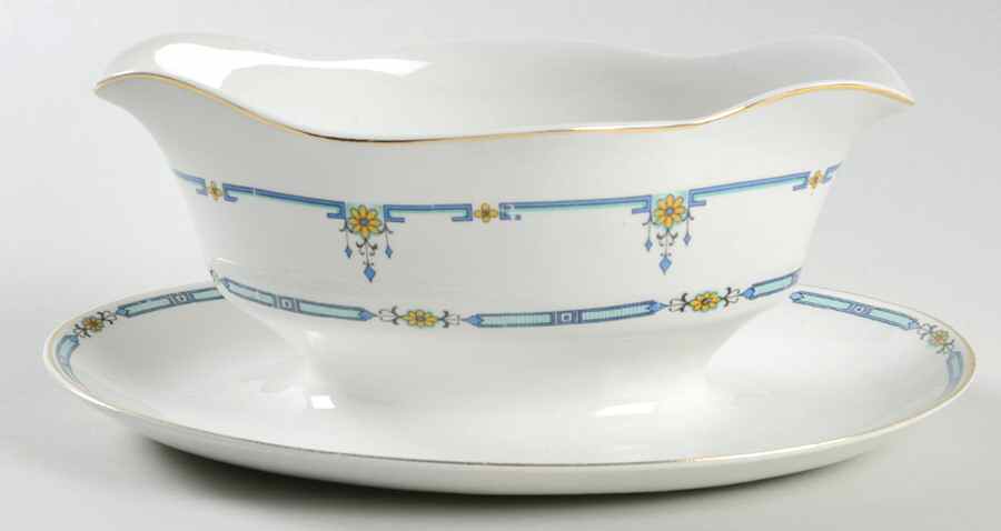 Fairhaven Gravy Boat with Attached Underplate by Alfred Meakin-1