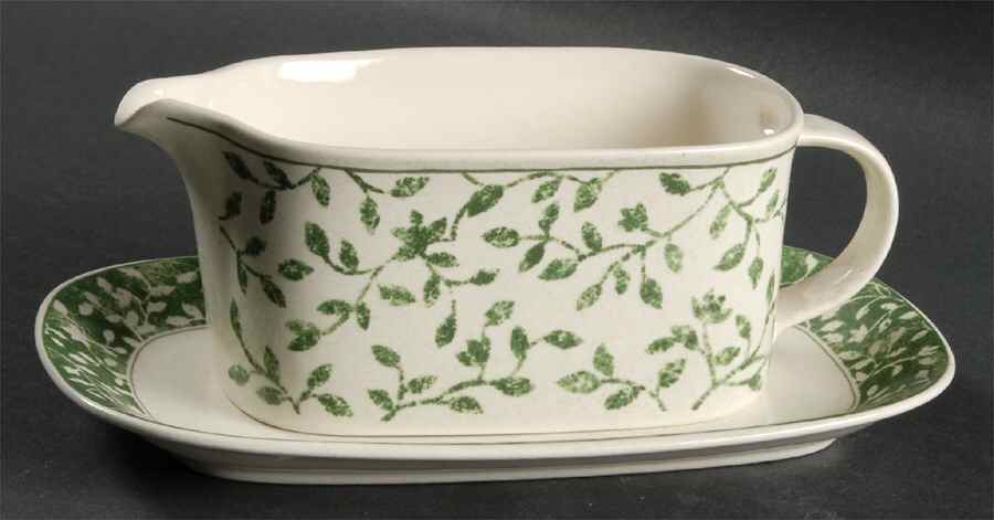 Ardsley Green Gravy Boat & Underplate (Relish/Butter) by Mikasa-1