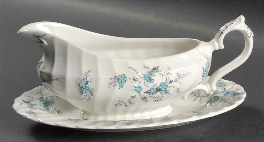 Forget Me Not Gravy Boat & Underplate by Myott Staffordshire-1