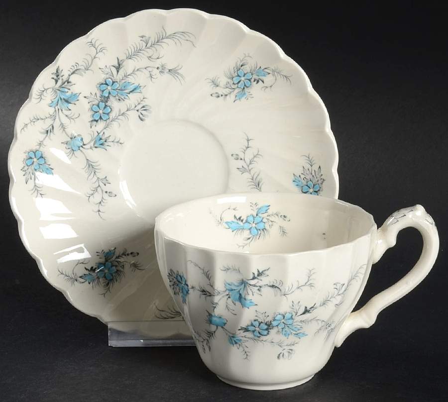 Forget Me Not Flat Cup & Saucer Set by Myott Staffordshire-1