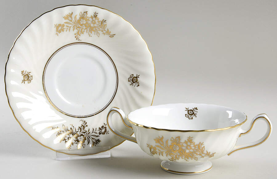 H5141 Footed Cream Soup Bowl & Saucer Set by Minton-1