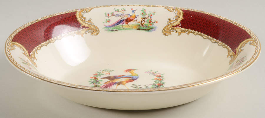Chelsea Bird Red 9" Oval Vegetable Bowl by Myott Staffordshire-1