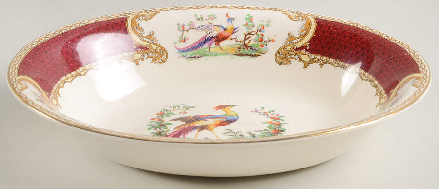 Chelsea Bird Red 8" Oval Vegetable Bowl by Myott Staffordshire-1