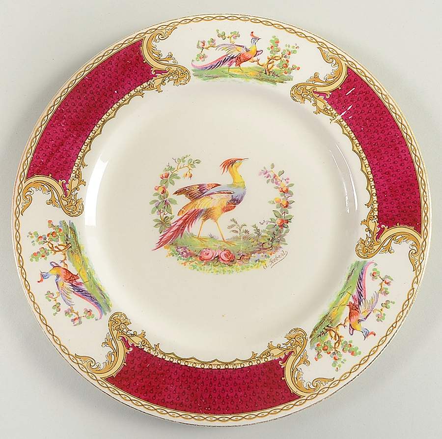 Chelsea Bird Red Luncheon Plate by Myott Staffordshire-1