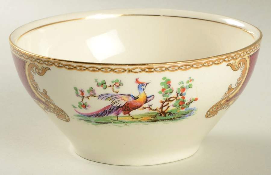 Chelsea Bird Red Open Sugar Bowl by Myott Staffordshire-1