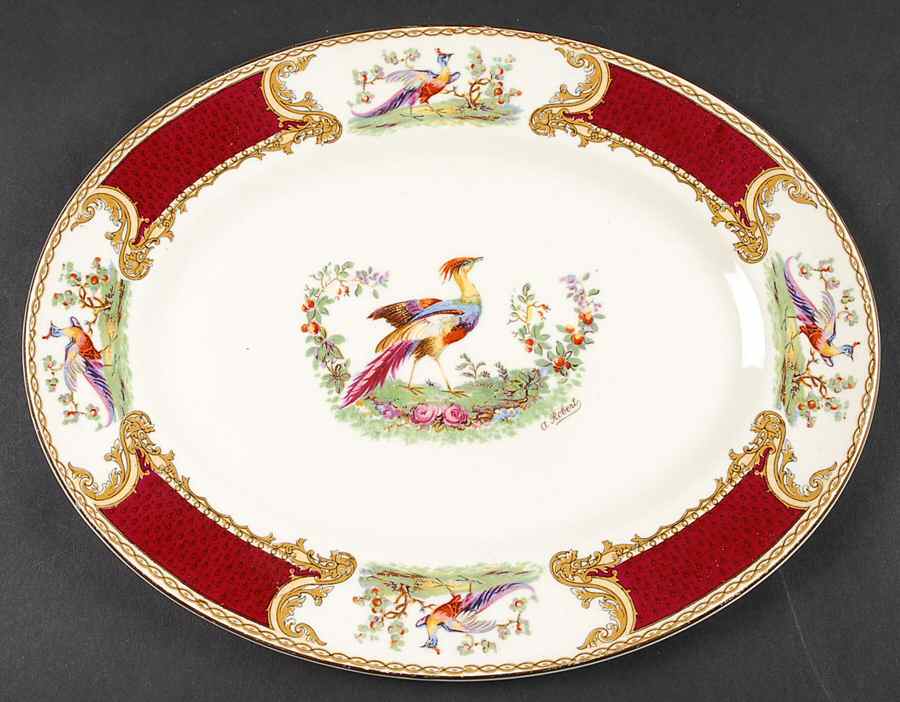 Chelsea Bird Red 11" Oval Serving Platter by Myott Staffordshire-1