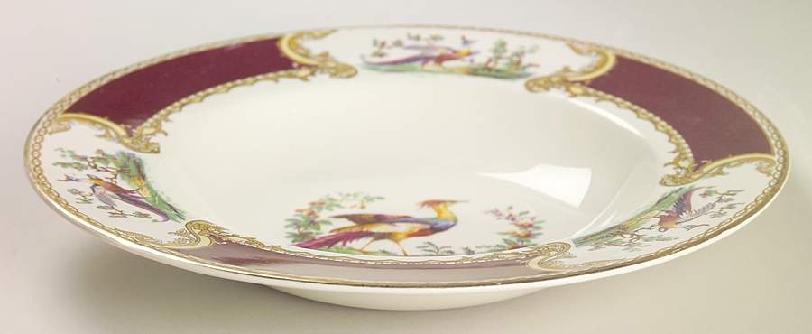 Chelsea Bird Red Large Rim Soup Bowl by Myott Staffordshire-1