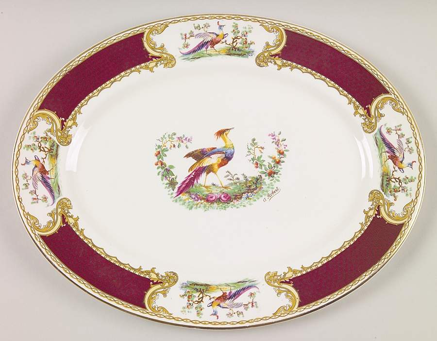 Chelsea Bird Red 12" Oval Serving Platter by Myott Staffordshire-1